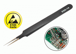 ESD-14 ESD Safe Fine Tip Straight Tweezer