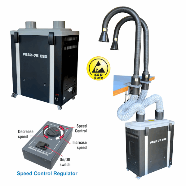 Hi-End 2-Operators Solder Fume Extraction System FES2-75ESD-50TCESD