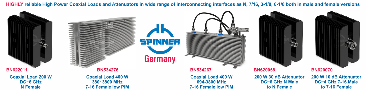 Spinner Germany High Power Loads and Attenuators
