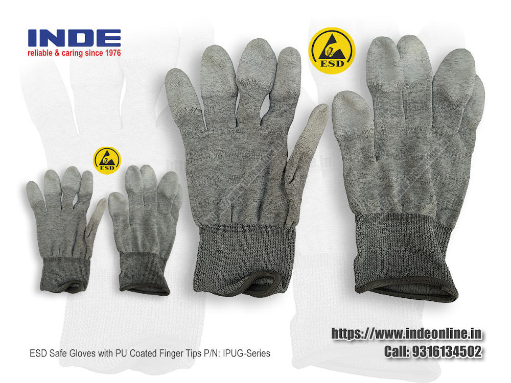 ESD Safe Gloves with PU Coated Finger Tips IPUG-Series