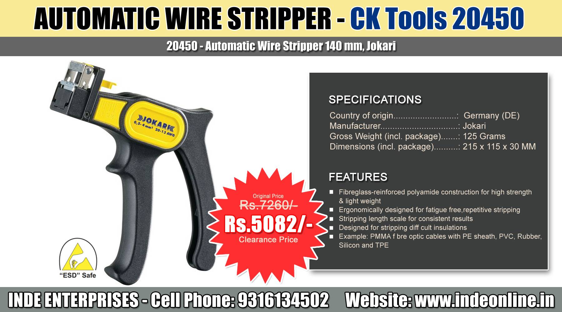 Automatic Wire Stripper - CK Tool 20450 Price Rs.5082