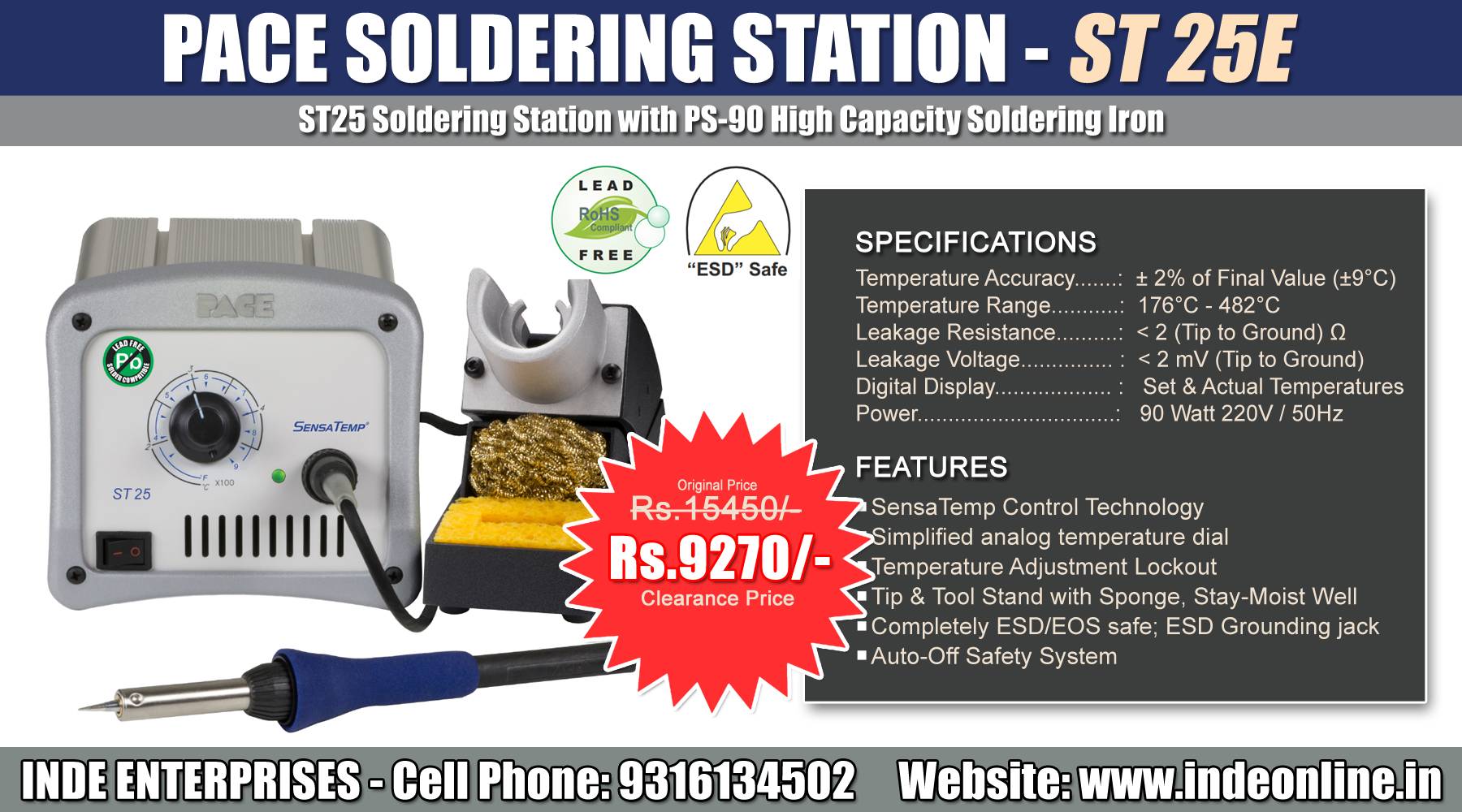 PACE Soldering Station ST25E Price Rs.9270/-