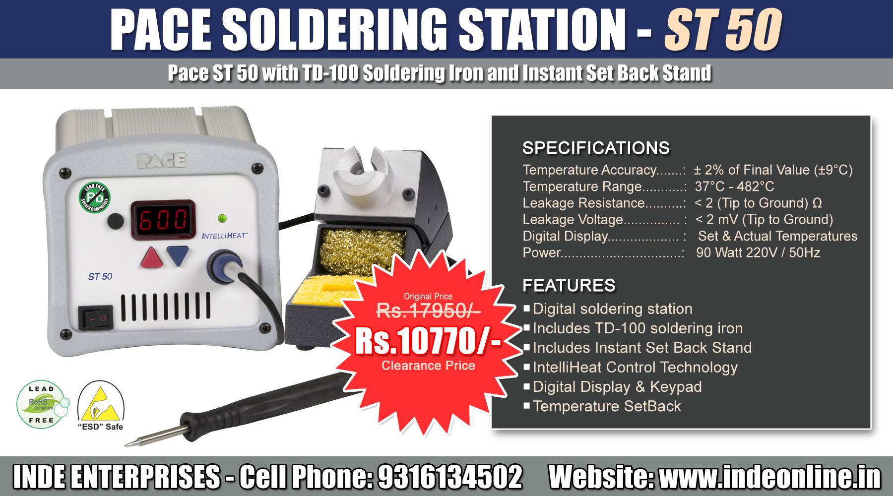 PACE Soldering Station ST50 Price Rs.10,770/-